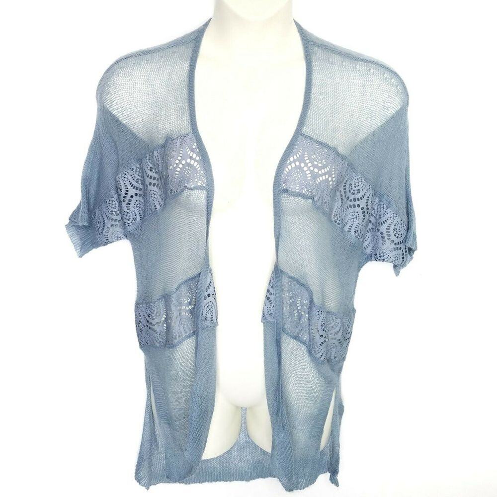 Chicos Open Knit Cardigan SZ 1 Medium Lace